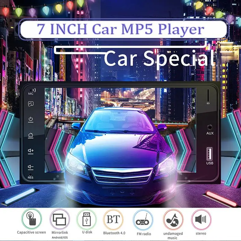 7 дюймов 1024*600 FM1/FM2/FM3 HD сенсорный Экран Авто MP5 плеер Bluetooth USB FM радио в машине для
