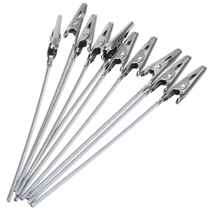 Зажим-крокодил металлический, длина 120 мм, серебристый, 10 шт.