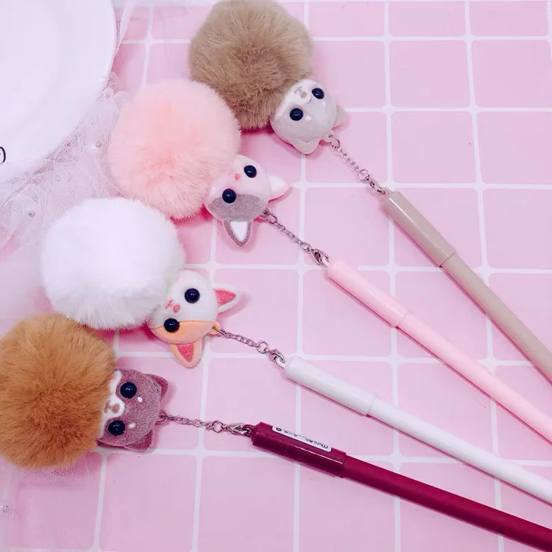 Kawaii мягкие товары для кошек гелевая ручка милые меховой шарик подвеска