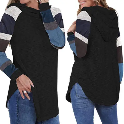 2018 весна осень однотонный хлопковый пуловер Модный женский комбинированный