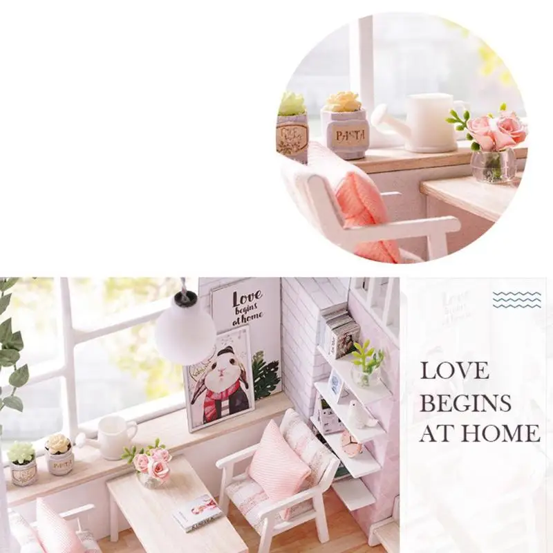 

Sweet Cute Room Miniature DIY Dollhouse with Furnitures Wooden House Toys for Kids Children Birthday Love Gifts Brain Training