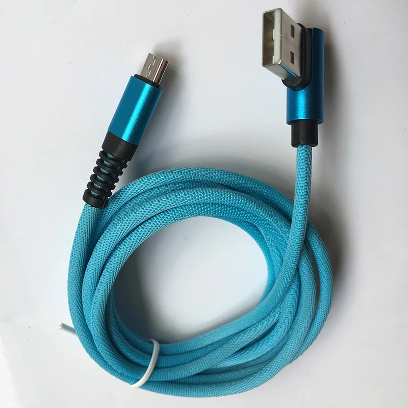 KKREFF 2 м 90 градусов цветной тканевый плетеный провод Micro USB кабель для samsung J4 J5 J6 J7