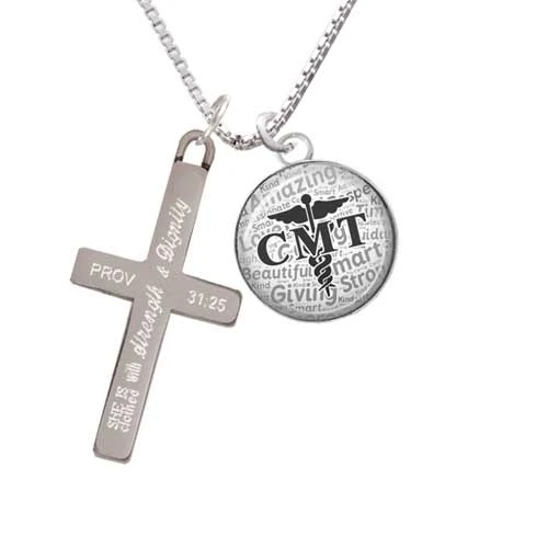 Куполообразный черный CMT-прочность и достоинство-крест ожерелье | Украшения