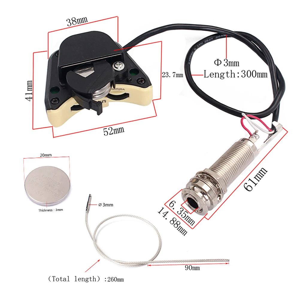 Укулеле пьезо пикап Preamp система звукового отверстия Soundhole с регулятором