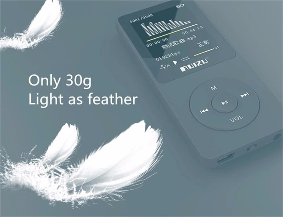 RUIZU X02 Ultrathin MP3 Player With 8GB/16GB Storage 1.8 Inch TFT Color Screen Can Play 80h FM/E-Book/Clock/Voice Recorder | Электроника