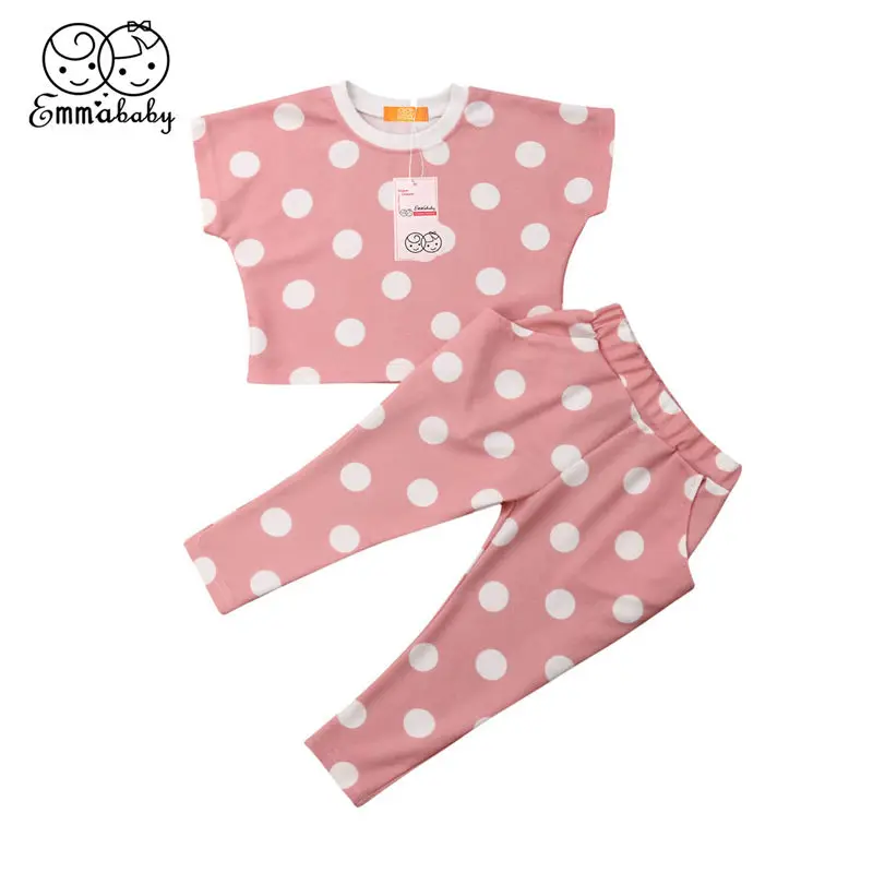 2019 Baby Girl Clothes Set Summer Kid Outfit Floral T-shirt Pants Dot Loose Top Panties Toddler Children Clothing | Детская одежда и
