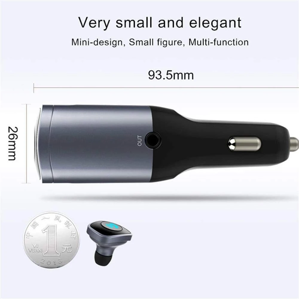 2 в 1 USB Автомобильное зарядное устройство 5 В/2.1A с беспроводной Bluetooth 4 0 гарнитура