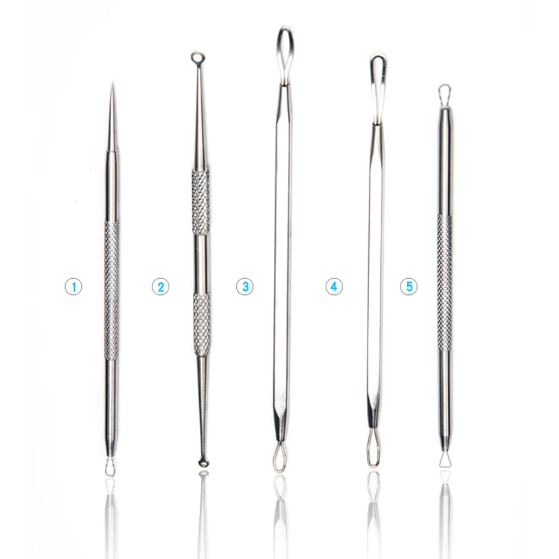 5 шт./компл. Пинцет для прыщей удаление комедонов набор игл удаления угрей черная