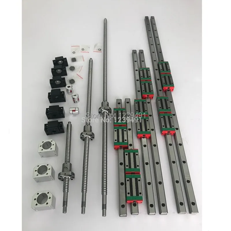 

RUEU delivery 6set HGR20- 400/700/1000mm Linear guide rail + SFU1605- 400/700/1000mm ballscrew + BK12/BF12 + Nut housing CNC par