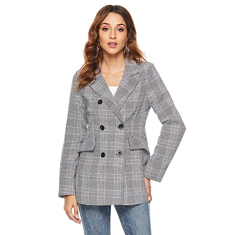 

Real Shot 2018 Explosion Models Women blazer Leisure Wild Fashion Slim Was Thin Temperament Plaid Coat Female Small Suit d015