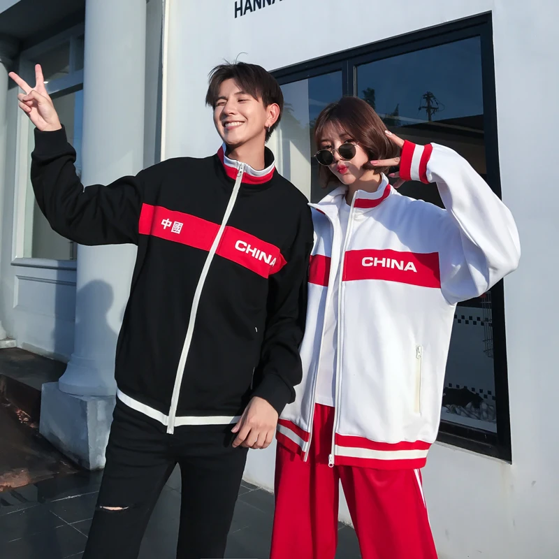 2018 Autumn Men's New streetwear Lovers Dress Spelling Color Stand Lead loose Written Words Printing Ulzzang Baseball Take Class | Мужская