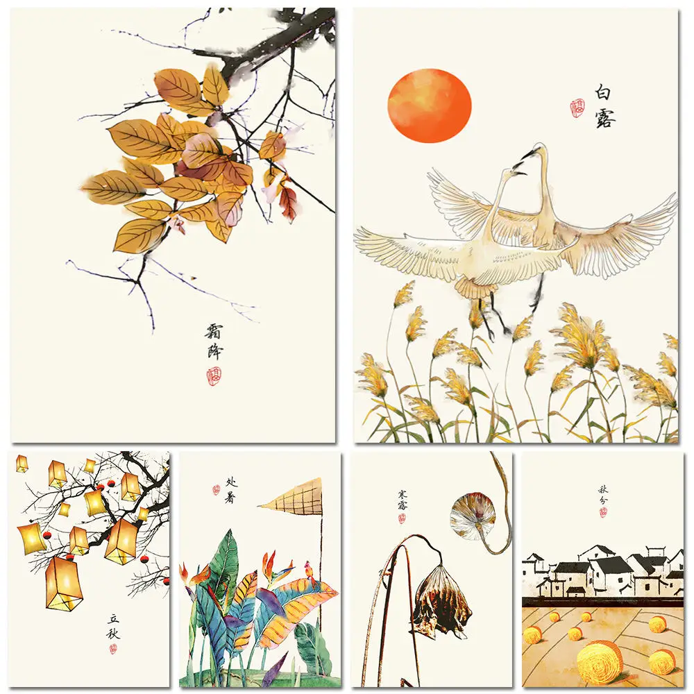 1* Chinese 24 Solar Terms Modern Restaurant Frameless Decorative Painting Traditional Style Home Decor Gift | Дом и сад