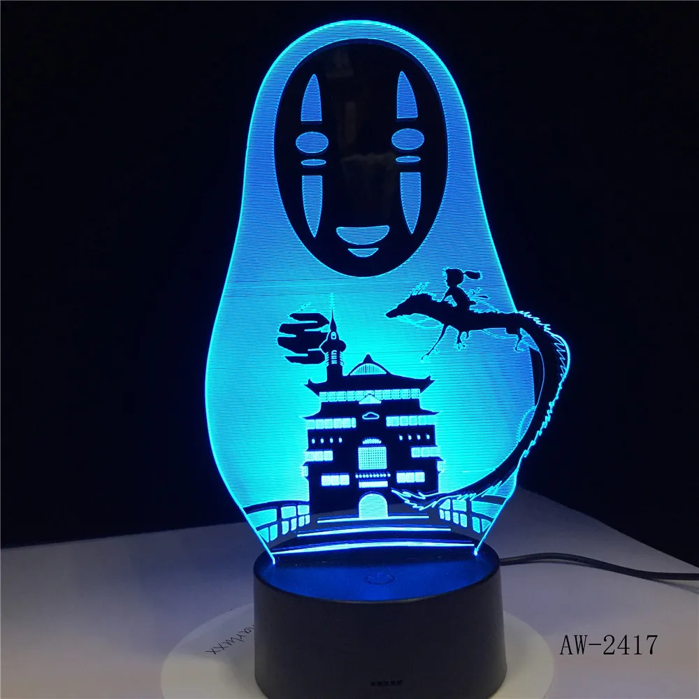 Miyazaki Hayao аниме 3D Светодиодная лампа без лица человек экшн фигурки украшения куклы