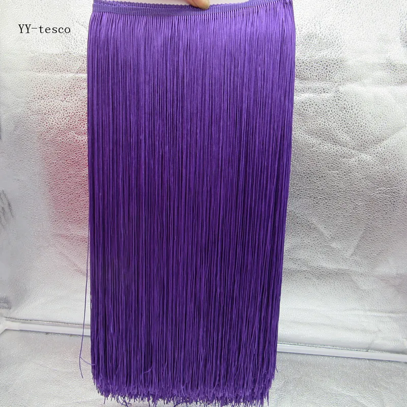 

YY-tesco 10 Meter 50cm Wide Lace Fringe Trim Tassel purple Fringe Trimming Lace For DIY Latin Dress Stage Clothes Accessories