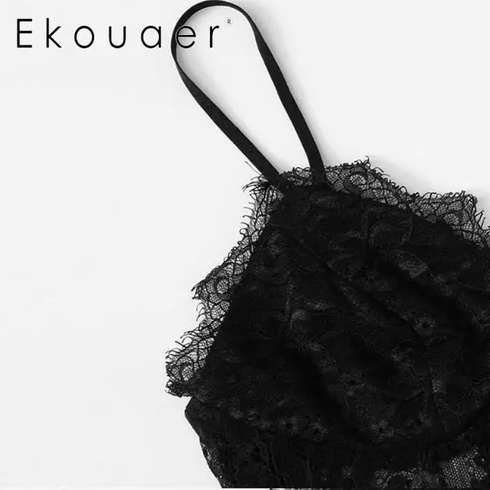 Ekouaer, сексуальная пижама, набор, женское летнее белье, одежда для сна, v-образный вырез, без рукавов, кружевная, с цветочным рисунком, на бретельках, Cami, топы, шорты, Пижама