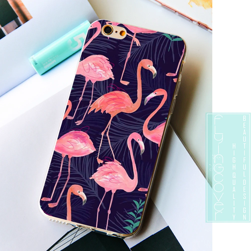 Fundas Hot Pink Flamingo Shell Cases for iPhone 10 X 7 8 6 6S Plus 5S 5 SE 5C 4S 4 iPod Touch Clear Soft Silicone Cover |