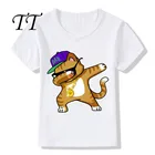 Детские Забавные футболки с единорогом, летние топы для детей, футболка с коротким рукавом для мальчиков и девочек, одежда для малышей с кроликомкотом, HKP2081