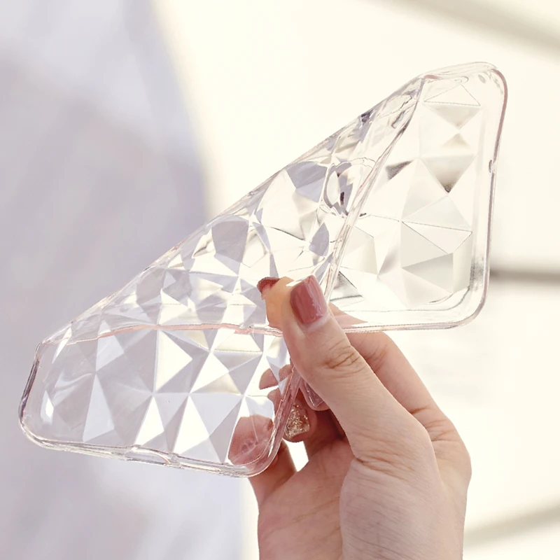 Ультра тонкий прозрачный чехол для iPhone 7 Plus противоударный бампер 3D Алмазный