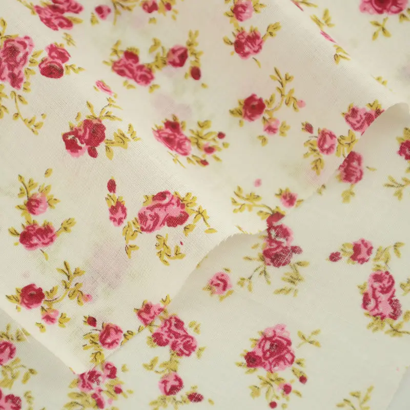 Home Textile 2016 News Printed Red Floral Designs Fabrics Patchwork Fat Quarter Cotton Fabric for Doll Colthing Crafts Art Work | Дом и сад