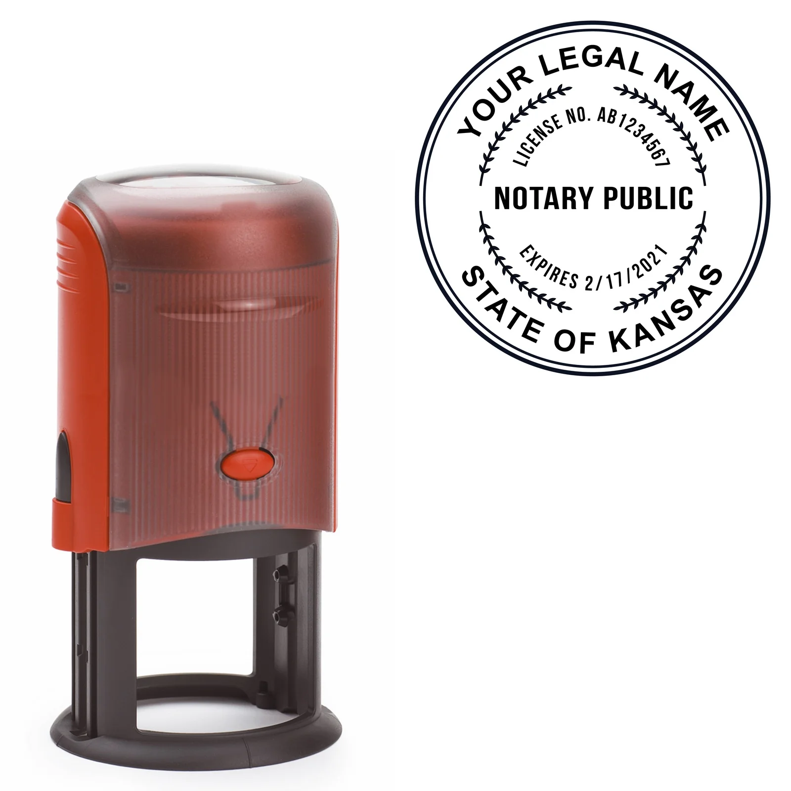 

Bbloop Round Notary Stamp for the State of Kansas