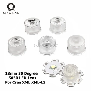 5-50pcs CREE LED lens 13mm 30 Degree Optical Grade PMMA For XML T5/T6/U2 XHP50 5050 Led Lens Holder Plano Reflector Collimator