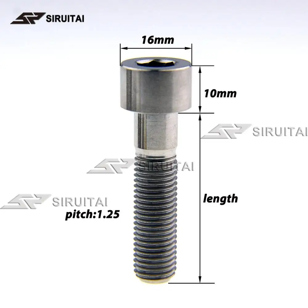 Титановый винт GR5 Головка блока цилиндров M10x25mm M10x30mm M10x35mm M10x40mm шаг 1 25/1 5 Запасные