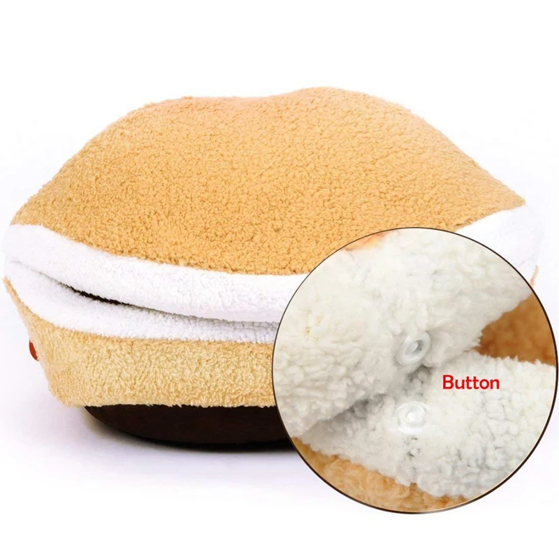 NEW Warm Cats Bed House Disassemblability Windproof Pet Hamburger Dog Puppy Nest Shell Hiding Burger Bun Cave Sleeping Winter | Дом и сад