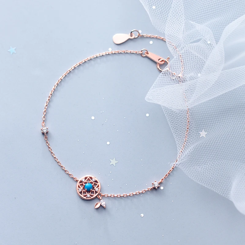 AROCH S925 Серебряный браслет корейский милый круглый простой из розового золота.