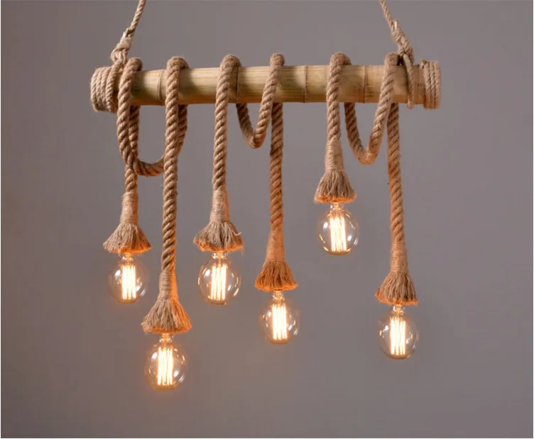 

Loft Hemp Rope Chandelier Loft Lighting Clothing Store Restaurant Lighting Vintage Creative Personality Industrial E27 Bulb