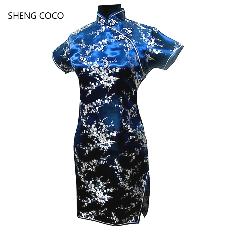 SHENG COCO традиционное китайское платье Mujer Vestido женское атласное Qipao Мини Cheongsam