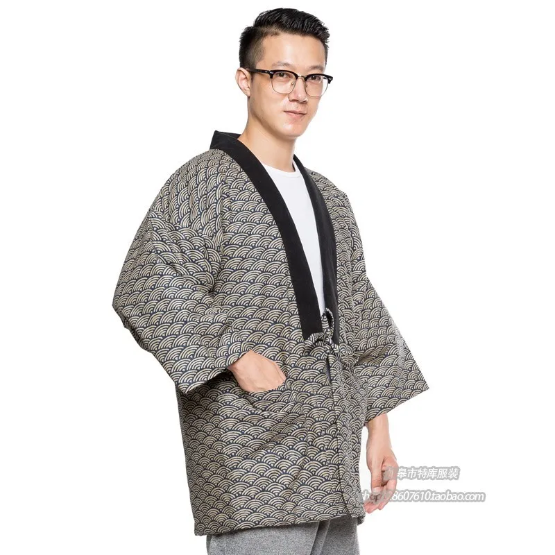 Winter loose Haori Coat Mens Thick Kimono Jacket Japan Traditional Warm Wadded Cotton Outwear Thicken Windbreaker A9088 | Тематическая
