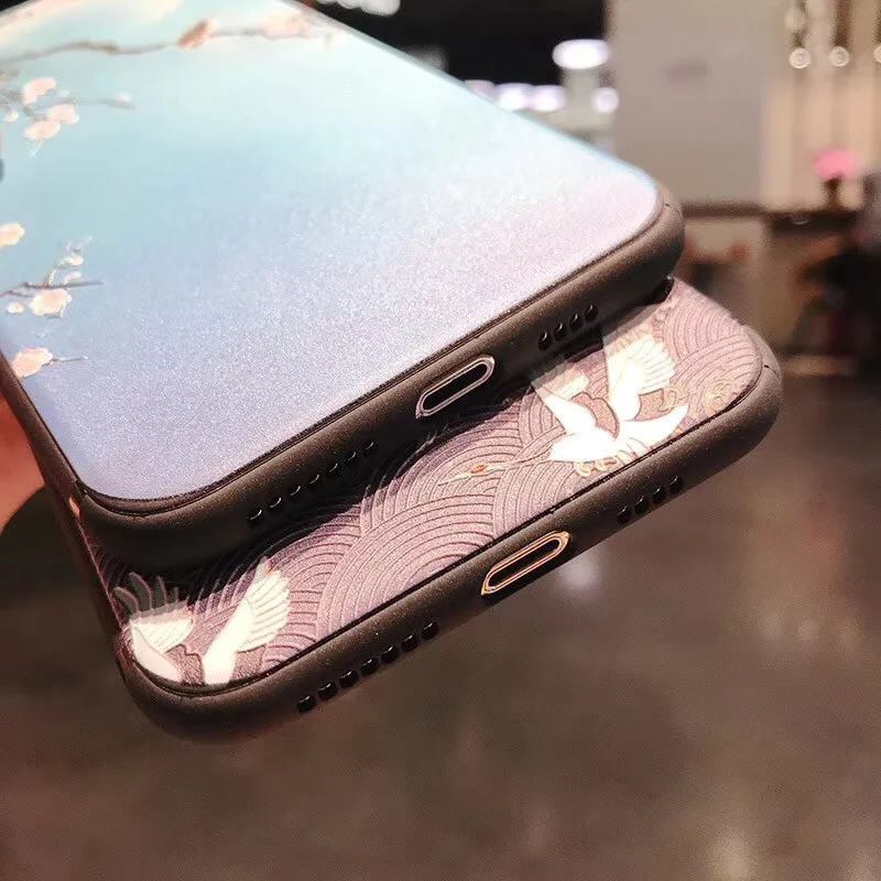 Lovebay мягкий китайский стиль кран мобильный телефон оболочки для IPhone 6 6s 7 8 Plus 5 5S SE XS