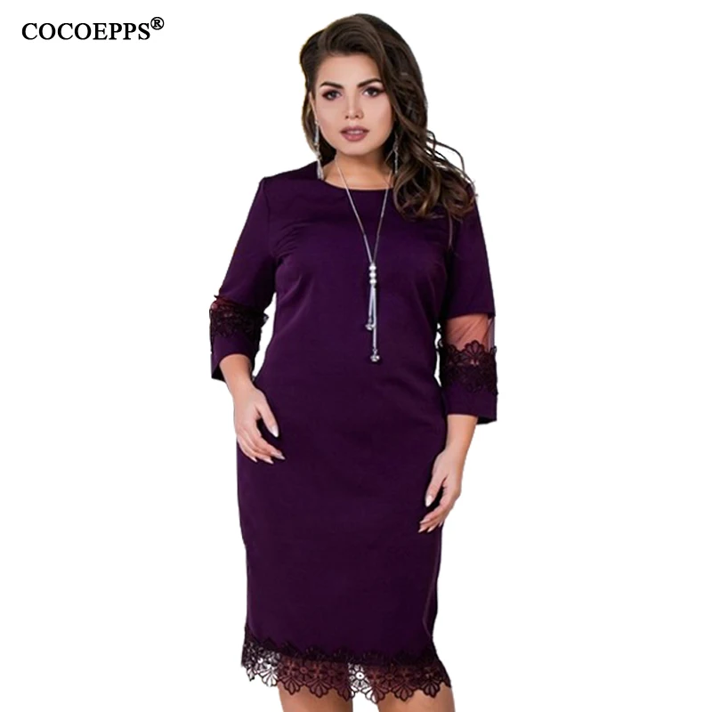 Женское кружевное платье COCOEPPS летнее повседневное Сетчатое большого размера 5XL