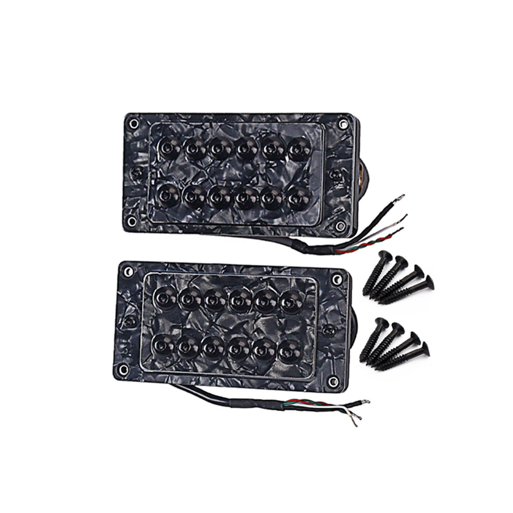 2Pcs Black Pearl Guitar Pickups Ceramic Magnets Electric Double Coil Humbucker (Black &amp Red) | Спорт и развлечения