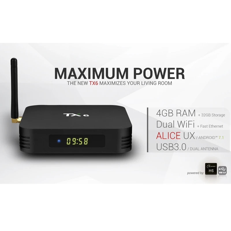 Tx6 Smart Android 7 1 Tv Box 4G 32G Allwinner H6 quad core 2 + 5G Dual Wifi Bt 4 телеприставка 4K Hd H.265
