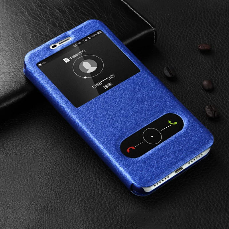Чехол для Huawei Nova 3i из искусственной кожи с откидной крышкой окошком быстрого