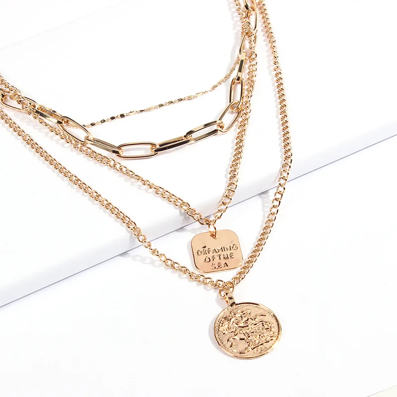 Винтажное ожерелье Женская многослойная подвеска collares de moda 2019 колье femme чокер с