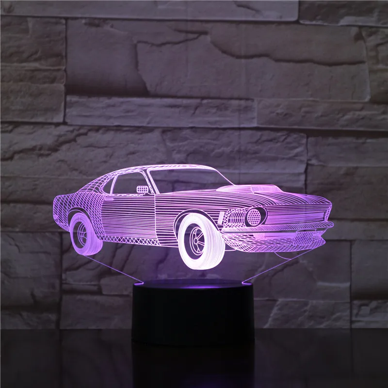 Новинка крутой современный автомобиль 3D светодиодный светильник ночник 7 цветов