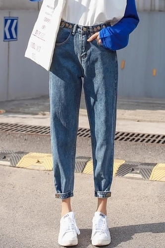 Женские Джинсы бойфренда с высокой талией свободные джинсы большого размера