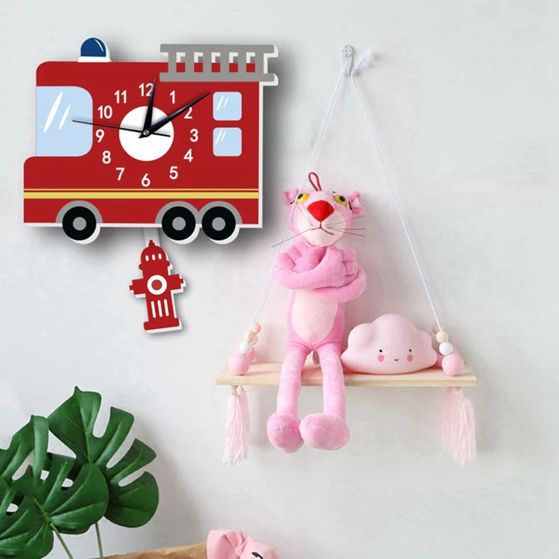 Пожарная машина настенные часы с маятником бесшумное движение забавные Висячие