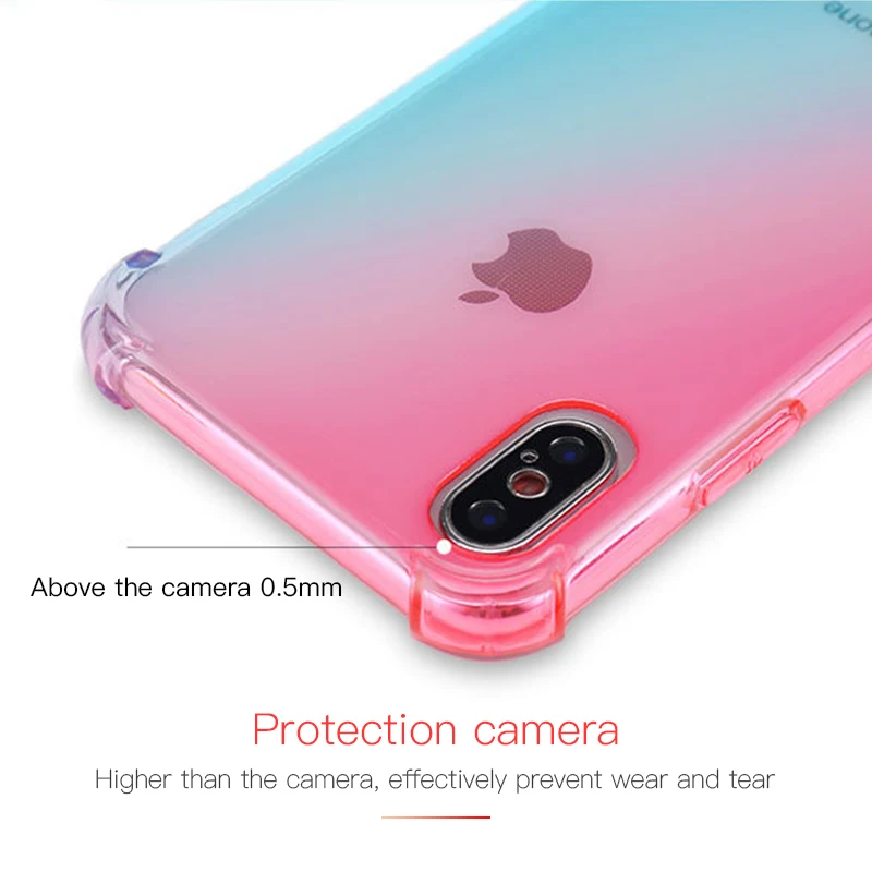 Чехол для iPhone X Xr Xs Max градиент цвета ультра тонкий прозрачный мягкий ТПУ чехол 7 8 6