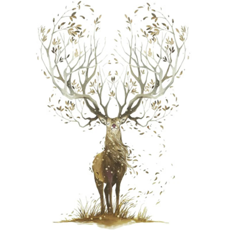 Creative Elk Wall Stickers Living Room Bedroom Wallpaper Poster Art Large Tree Elk's Horn Grass Graphic Decoration Decals | Дом и сад