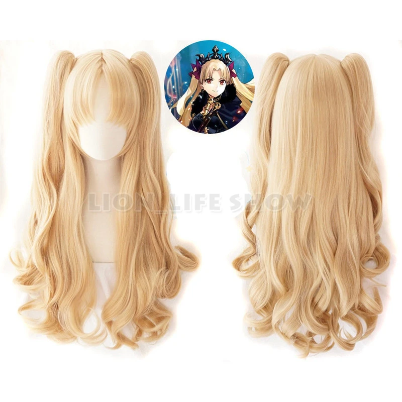 

Fate FGO Ereshkigal Rin 2 Clip On Ponytails Blonde Wavy Cosplay Wig Anime Wigs