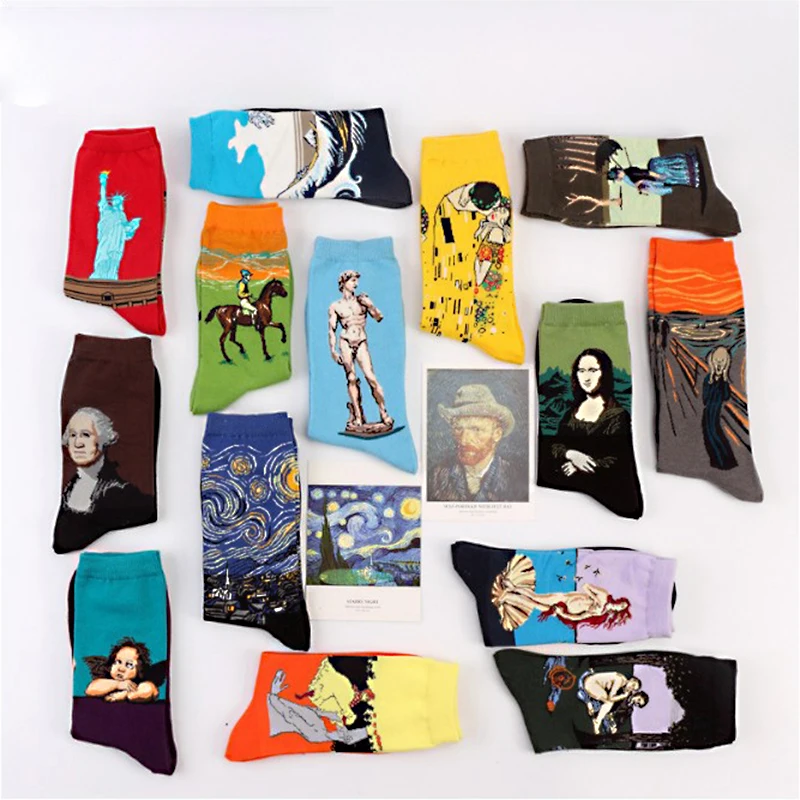 Модные хлопковые носки с принтом под горло для мужчин и женщин рисунком