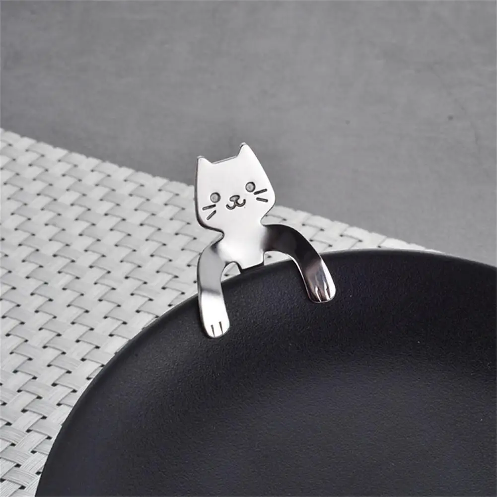 1 шт. милый рисунок кота Нержавеющая сталь ручка висит чайная кофейная ложка для