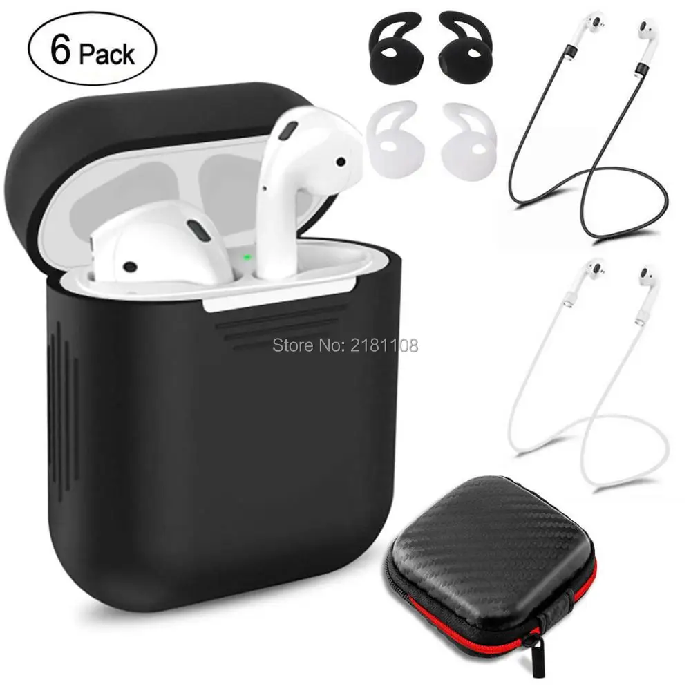 6 упаковок защитный силиконовый чехол ударопрочный для Apple гарнитура AirPods|Сумки и
