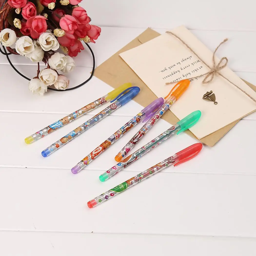 6 цветов гелевые ручки металлические пастельные неоновые Блестки для