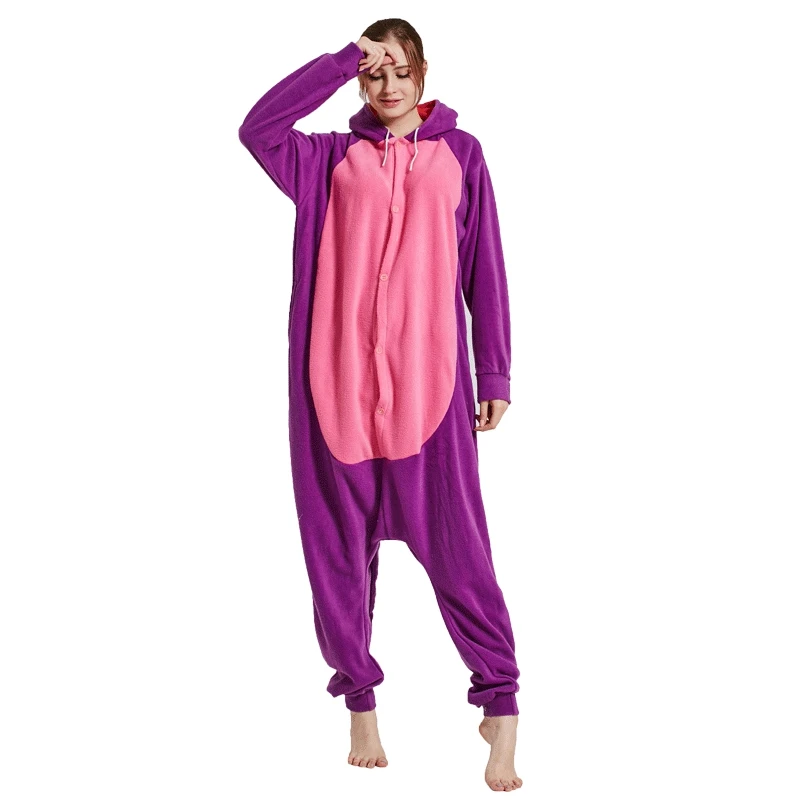 2018 Dropship New Autumn spring winter fleece women Purple colorful dragon animal pajamas cartoon sleepwear high quality adult |