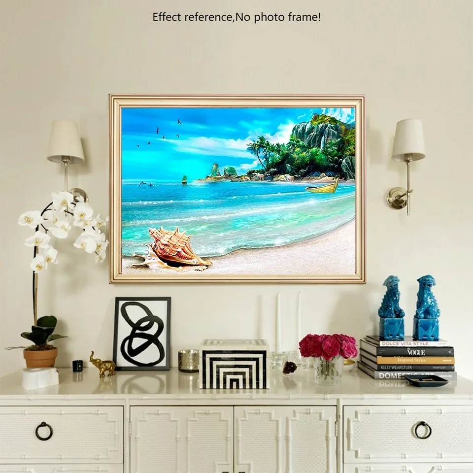 AZQSD Diamond Mosaic Sea Scenery Full Square Drill Painting SeasideDiamond Embroidery Landscape Rhinestones Home Decor | Дом и сад