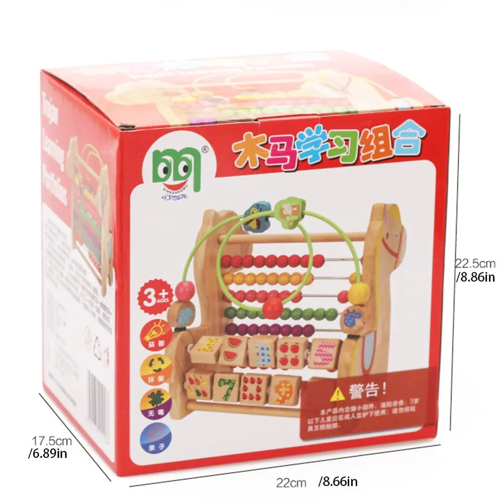 

Lovely Wooden Horse Bright Color Arithmetic Abacus for Early Childhood Color and Number Education Enlightment